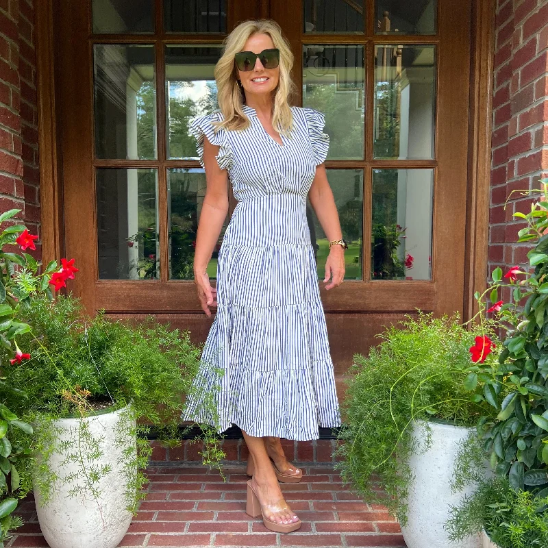 Penny Pinstripe Dress | Blue Tunics Denim casual