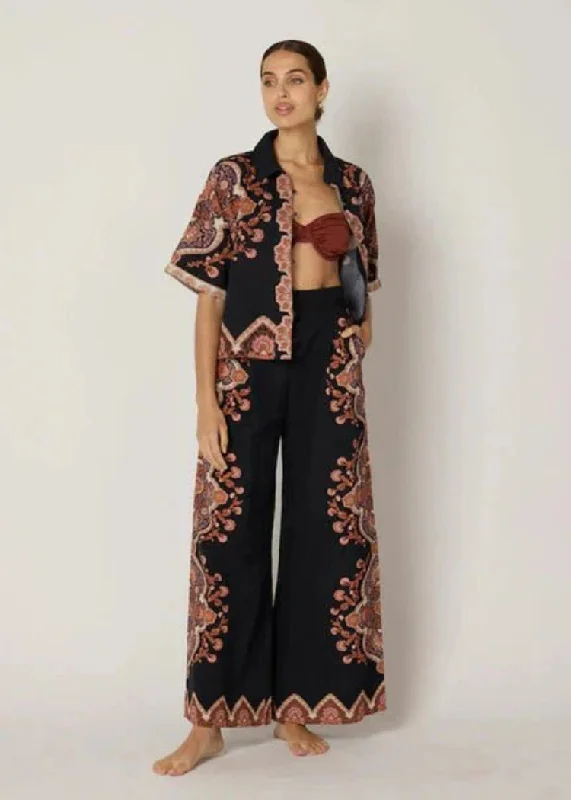 Cleobella Martin Pant- Dark Lagos Print Modern Bootcut Pants