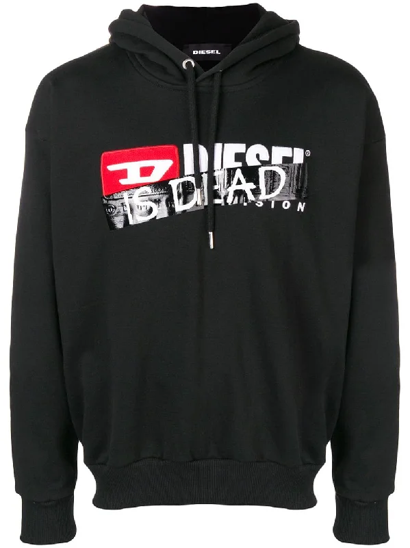Is dead' printed hoodie Hoodie with Ribbed Hem Stretchable Secure