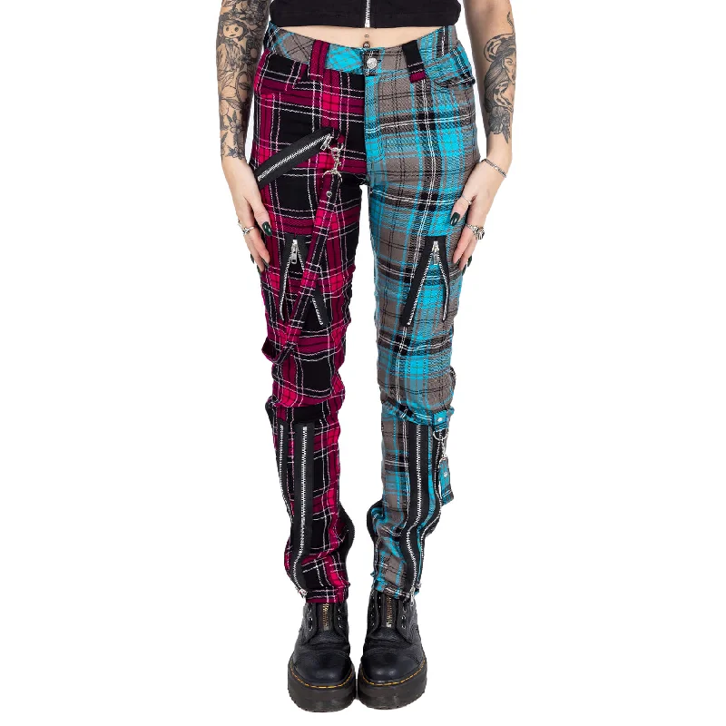 AZARIA PANTS - DARK PINK/BLUE CHECK Casual Sweatpants Style