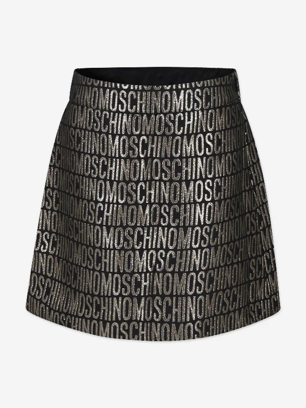 Moschino Girls Logo Skirt in Gold chiffon skirt airy