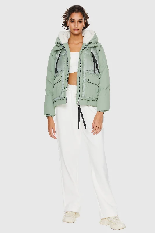 092 Colorlay Cropped Hooded Puffer Jacket Embroidered Jacket Appliqued Jacket Beaded Jacket