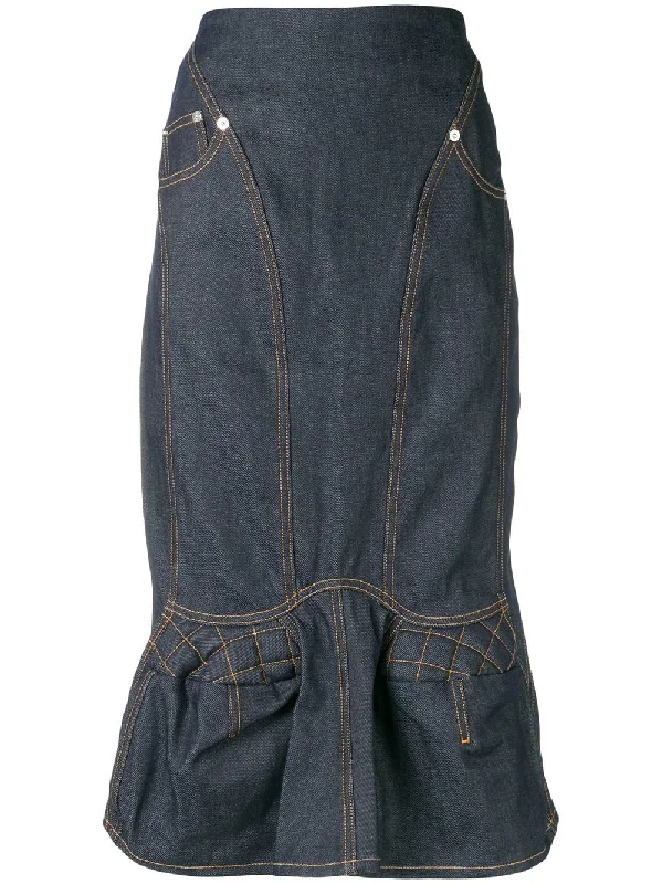 denim straight skirt cashmere skirt fine
