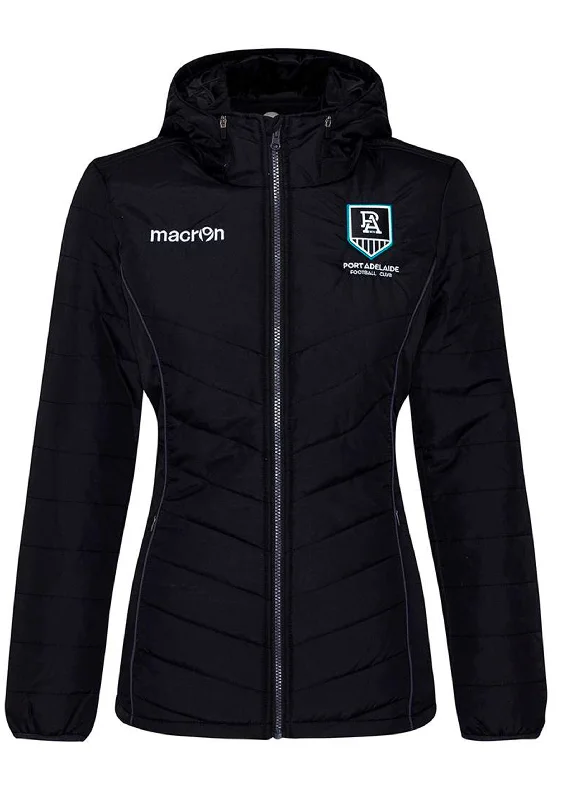 Macron Port Adelaide Womens Travel Puffer Jacket <br> 58130395 Nylon Jacket Polyester Jacket Spandex Jacket
