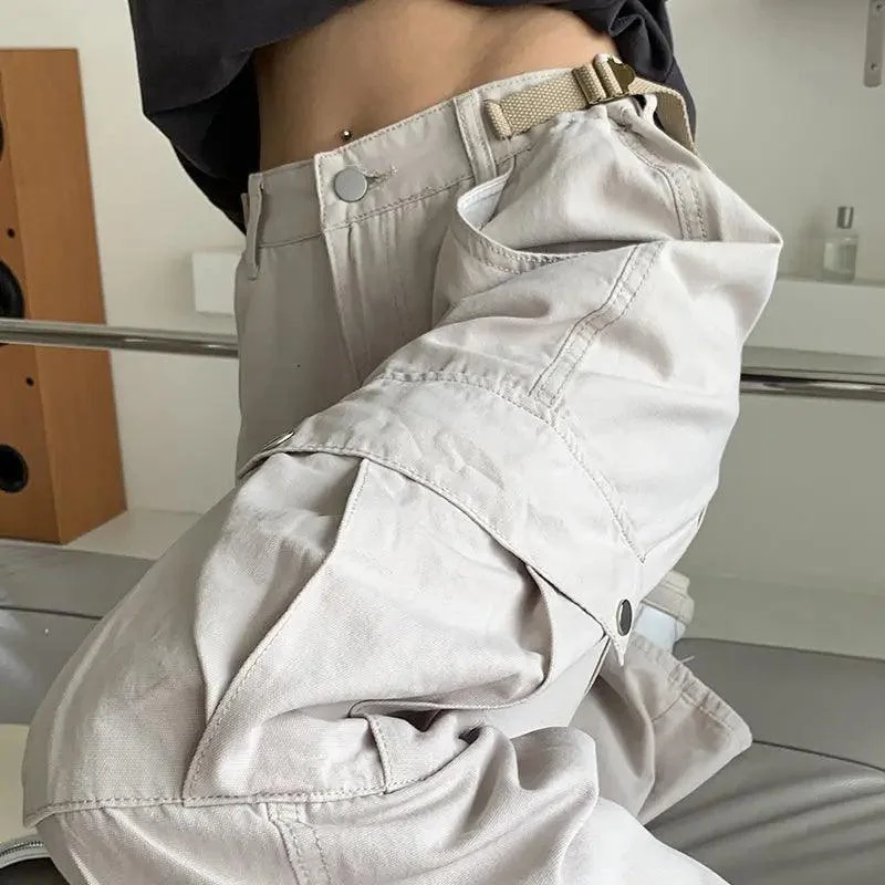 Retro Khaki Cargo Pants Fashionable Work Pants
