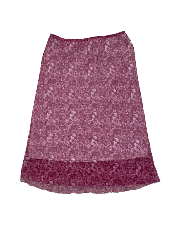 1990's Pink Rose Midi Skirt linen skirt breathable