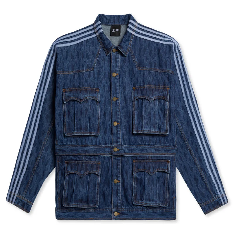 Adidas Originals x IVY PARK Denim Jacket - Dark Denim Denim Fabric Leather Fabric Suede Fabric