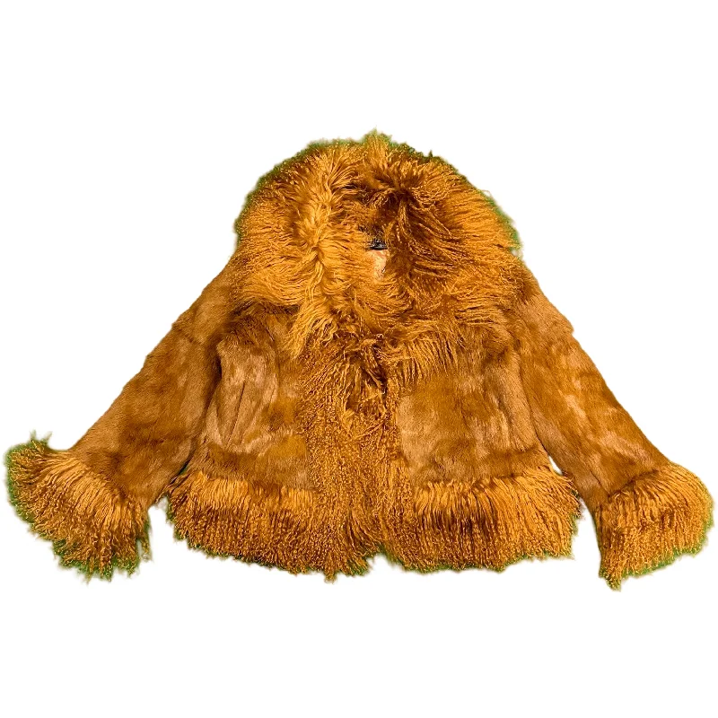 Kashani Women's Whiskey Rabbit / Mongolian Lamb Fur Jacket Anorak Shell Jacket Lightweight Jacket