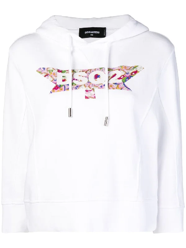 paisley logo hoodie Hoodie with Bell Sleeves Flared Feminine
