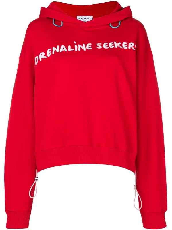 embroidered cropped hoodie Hoodie with Reflective Safety Nightwear