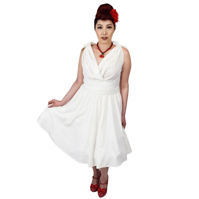Marilyn Crisscross Dress in White Tunics Seasonal trendy