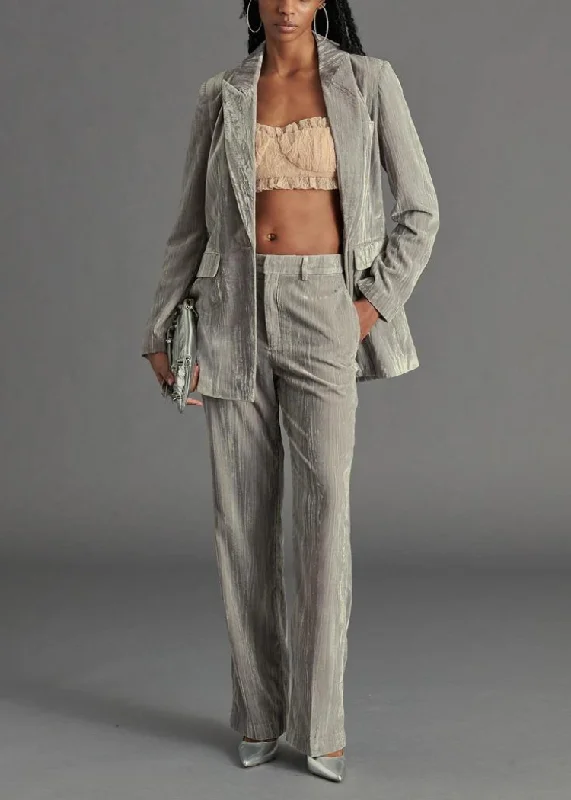 Steve Madden Mercer Crushed Velvet Pant - Silver ***FINAL SALE*** Lightweight Jogger Pants
