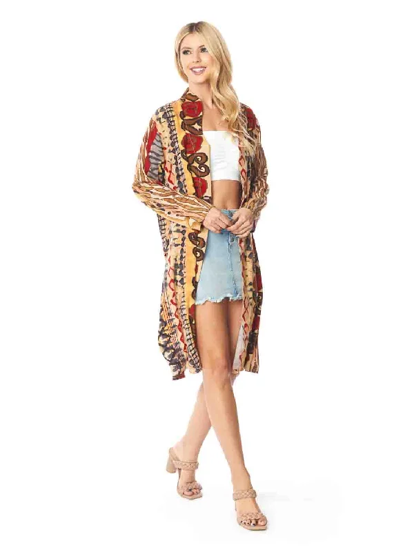 Tianello TENCEL™  "Samba" Print Long "SELENA"  Duster Jacket Nylon Fabric Polyester Fabric Spandex Fabric
