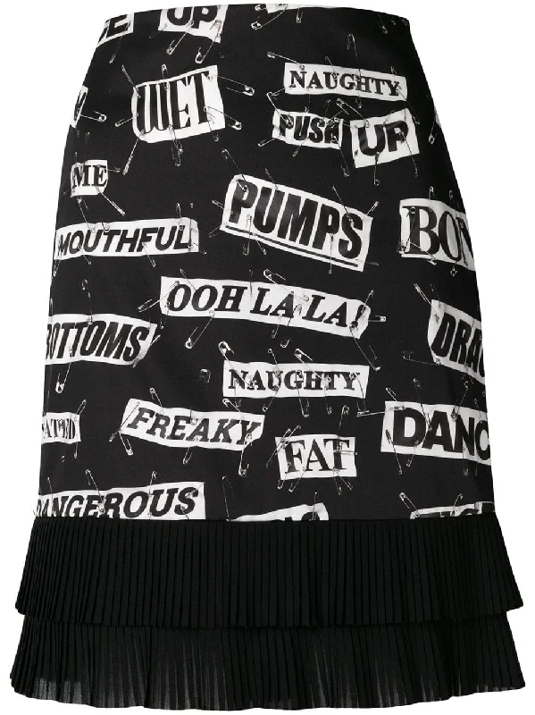 safety pin motif skirt wool skirt warm