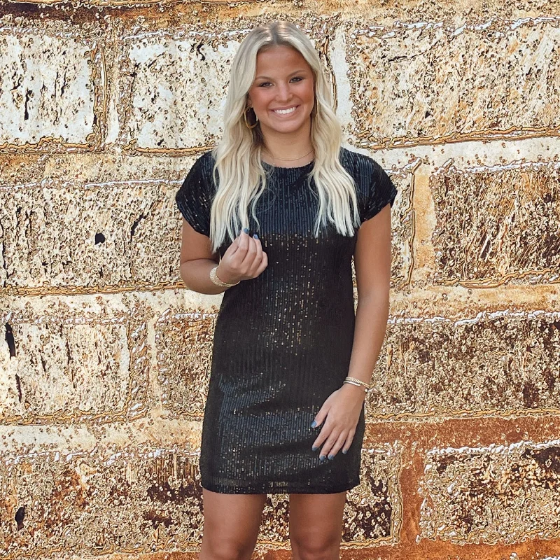 Crystal Sequin Dress | Black Tunics New arrival