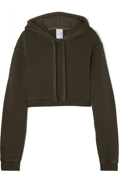 Alexa cropped cotton-jersey hoodie Hoodie with Oversized Fit Loose Comfortable