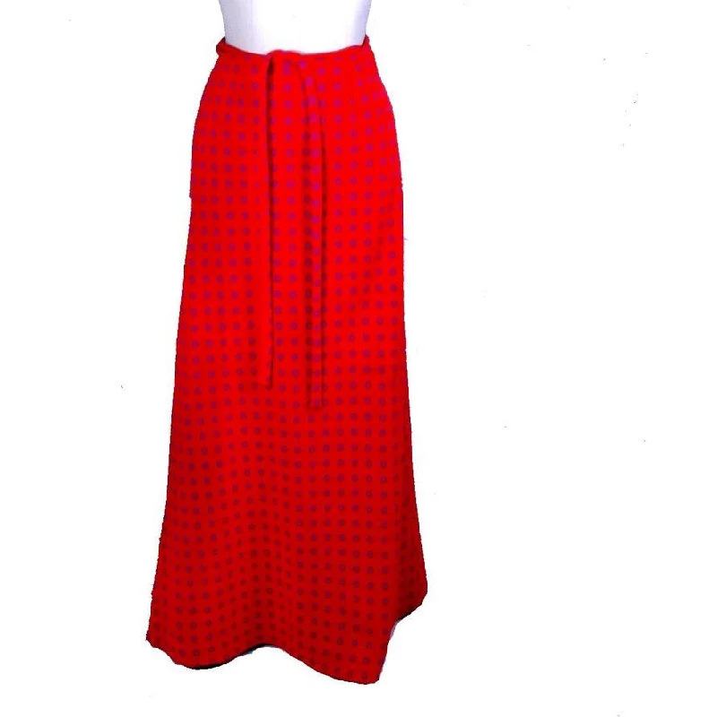 Vintage Vuokko Wool Skirt Red Blue Circles 1970s Wrap Sz 34/S/M chiffon skirt delicate