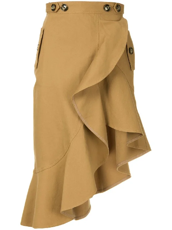ruffled asymmetric skirt wool skirt sturdy