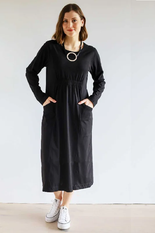 Long Sleeve Pocket Dress Tunics Silk luxurious