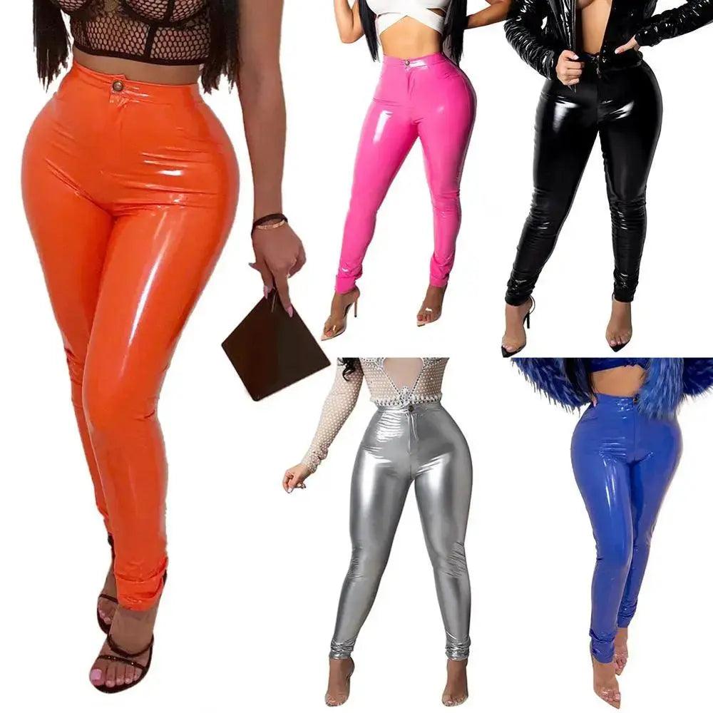 Woman's High Waist PU Leather Skinny Pants Lightweight Jogger Pants