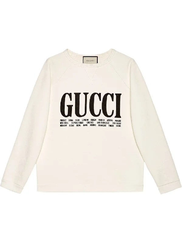 Gucci Cities print sweatshirt Hoodie with Longline Fit Extended Stylish