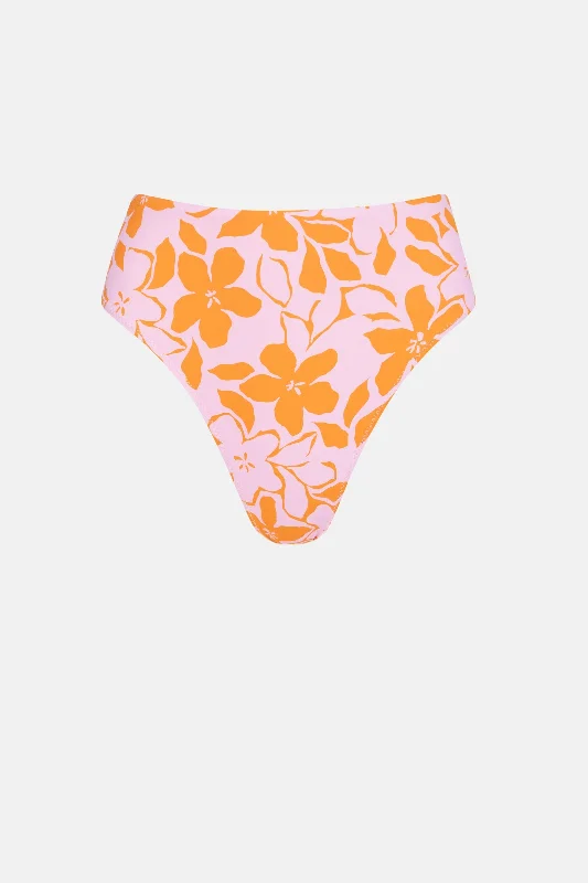 Bora Bora Floral Hi Waist Pant Pink Chic Capri Pants