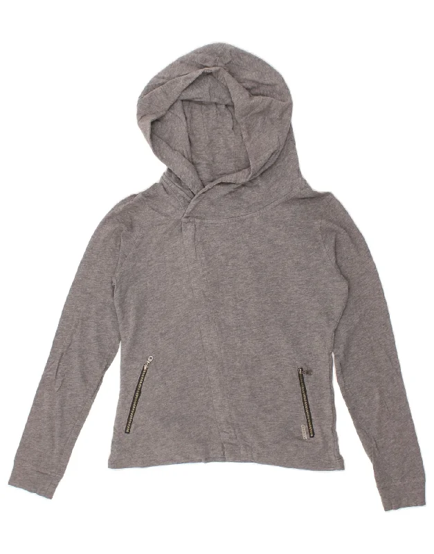 ROXY Womens Zip Hoodie Sweater UK 14 Medium Grey Cotton Hoodie Sweatshirt Pullover