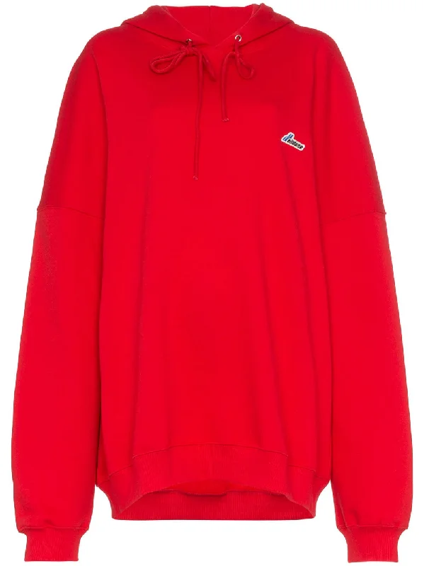 oversized logo patch cotton hoodie Hoodie with Hem Embroidery Detailed Premium