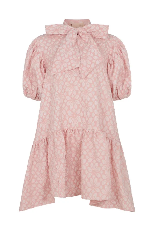 ANCONA A-LINE PUFF SLEEVE DRESS IN PINK Turtleneck Warm Winter