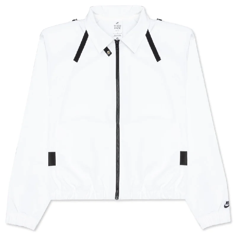 Sportswear Women's Tech Pack Jacket - White Boat Neck Shawl Collar Notched Collar