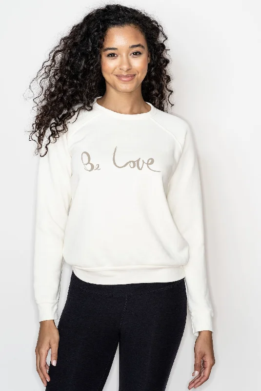 'Be Love'  Cozy Fleece Sweatshirt - Moon Hoodie with Bell Sleeves Flared Feminine