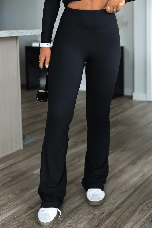 Stretchy Black Flare Yoga Pants | Pre Order Casual Lounge Pants