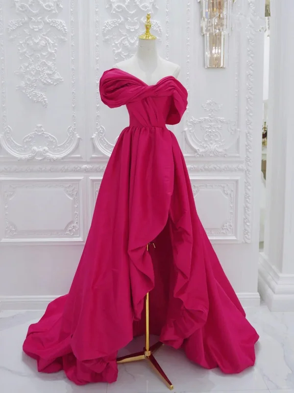 Off Shoulder High Low Party Dress, High Low Prom Dress Homecoming Dress sweetheart Neckline Romantic