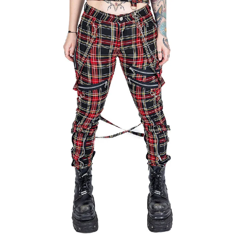ZAIRE PANTS - BLACK CHECK Trendy High-Waist Trousers