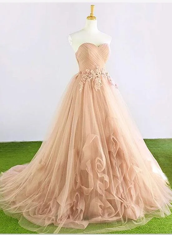 Tulle Wedding Dresses, Sweetheart Gorgeous Floral Style Party Dresses, Formal Gowns Tunics Seasonal trendy