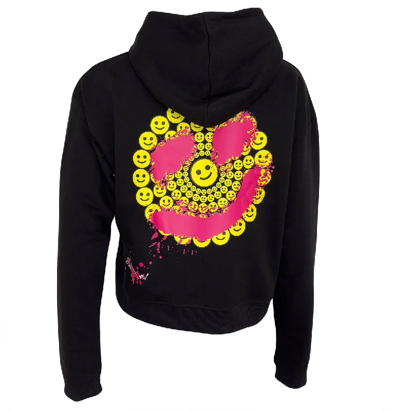 Smiley Hoodie Schwarz Gelb Hoodie with Emblem Brand Identity
