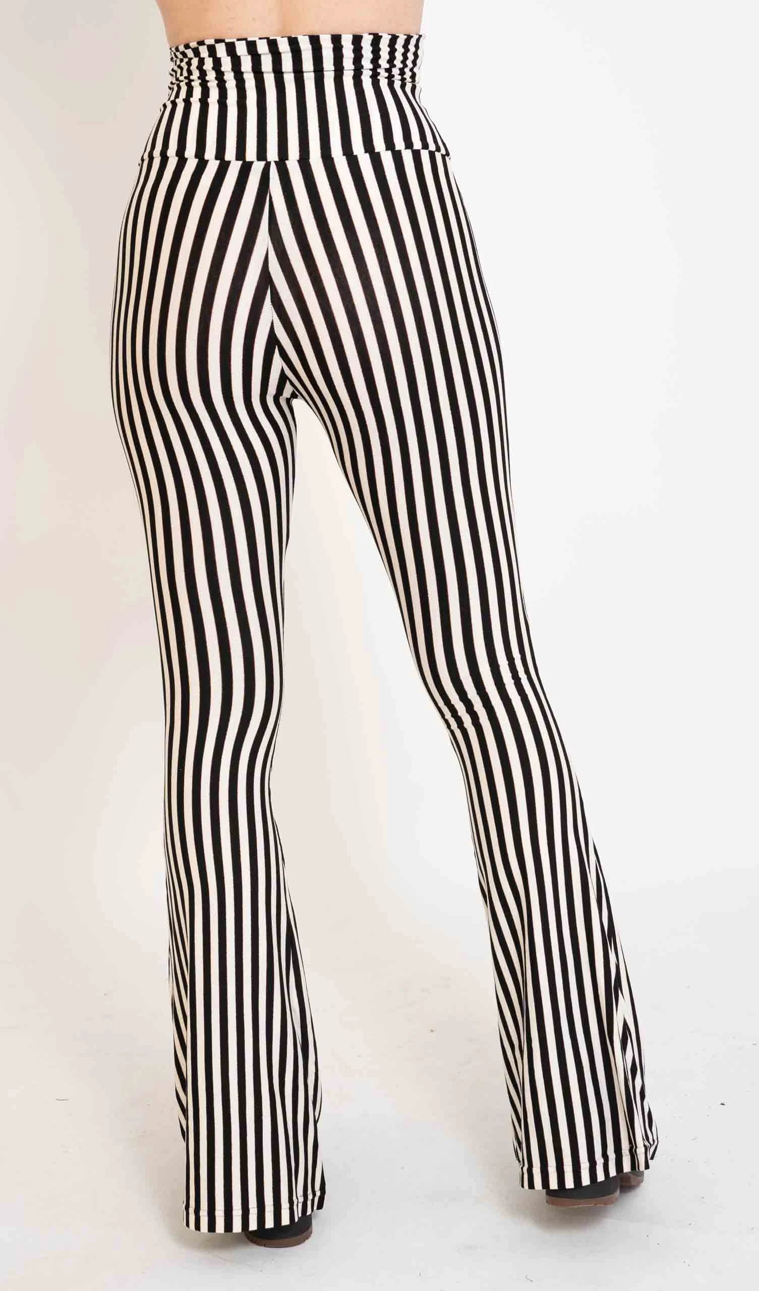 Stripe Party Flare Pants Elegant Trouser Pants
