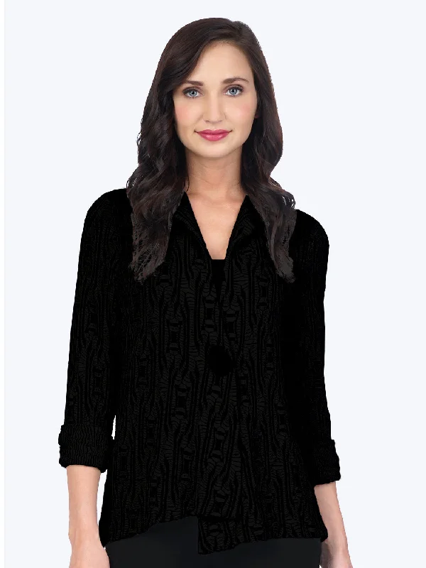 Tianello "Ukah"  Knit Jacquard "Tobie" Jacket Denim Fabric Leather Fabric Suede Fabric