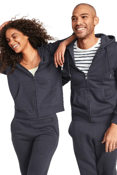 Old Navy - Classic Zip-Front Hoodie Hoodie with Hem Embroidery Detailed Premium