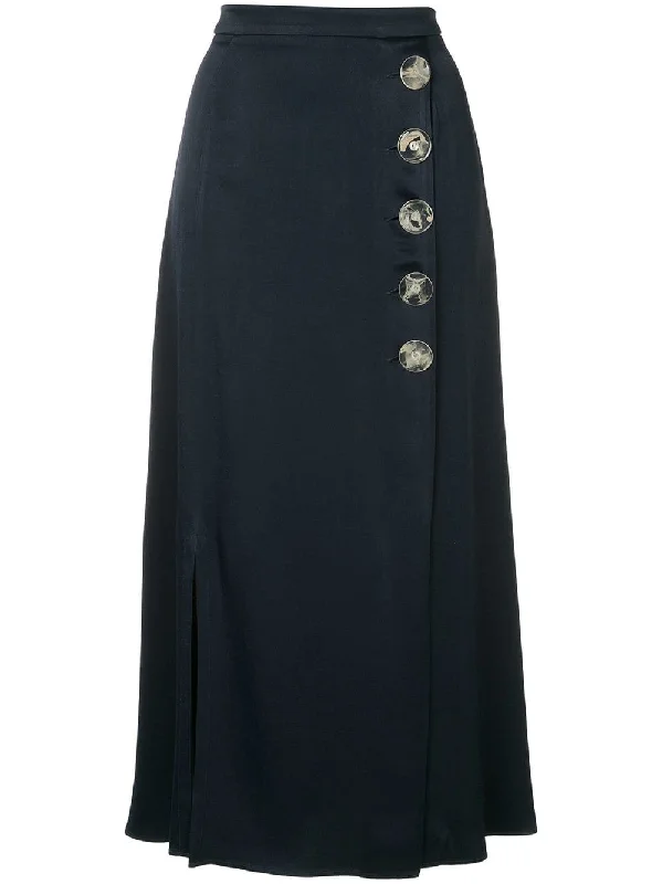 side buttons a-line skirt linen skirt natural