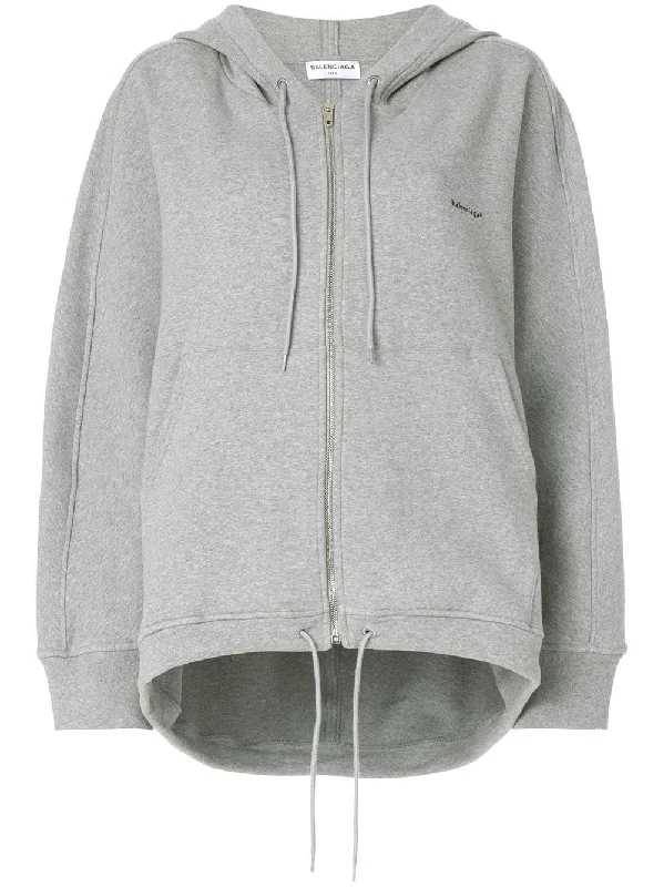 logo printed cocoon hoodie Hoodie with Distressed Vintage Worn