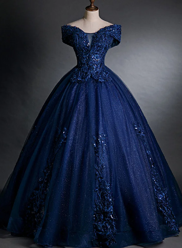 Glam Navy Blue Sweet 16 Formal Gown with Lace, Blue Prom Dress Party Dress Tunics Essential wardrobe
