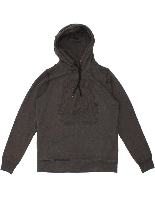SALTROCK Womens Oversized Graphic Hoodie Jumper UK 8 Small Grey Cotton Oversized Hoodie Comfort Casual
