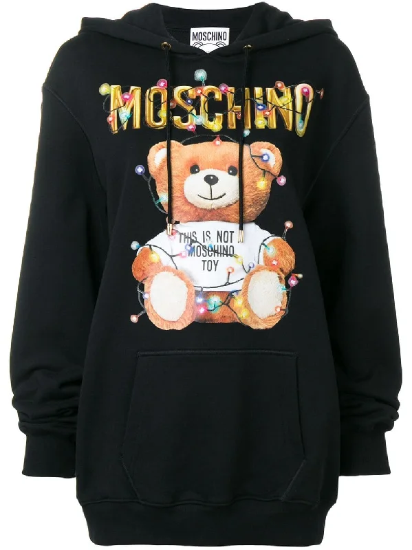 Teddy Holiday hoodie Hoodie with Drawstring Waist Adjustable Fitted