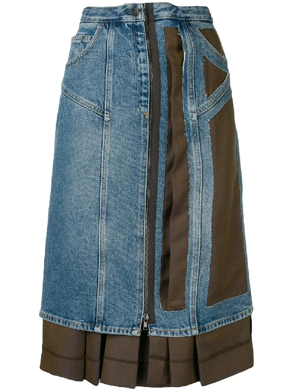 asymmetric contrast skirt silk skirt lustrous