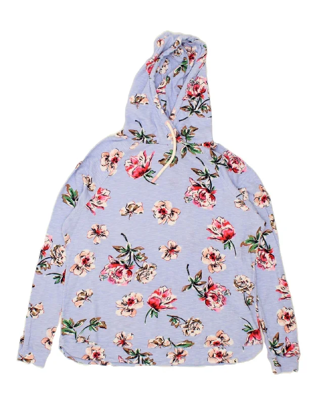 JOULES Womens Hoodie Jumper UK 20 2XL Purple Floral Cotton Hoodie with Illustration Artistic Creative