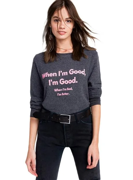 SOLID COLOR LETTER PRINT WOMEN SWEATSHIRTS O-NECK Hoodie with Side Slits Relaxed Casual