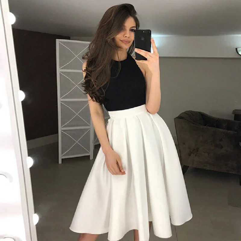 Halter Jersey A-Line Backless Satin Homecoming Dress, FC1587 Tunics Party sparkling