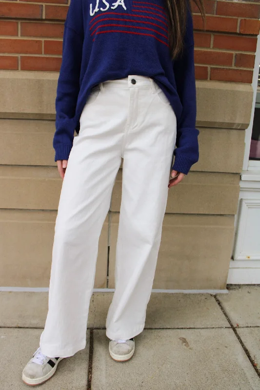 Perfect Wide Leg Pant Slim-Fit Khaki Pants