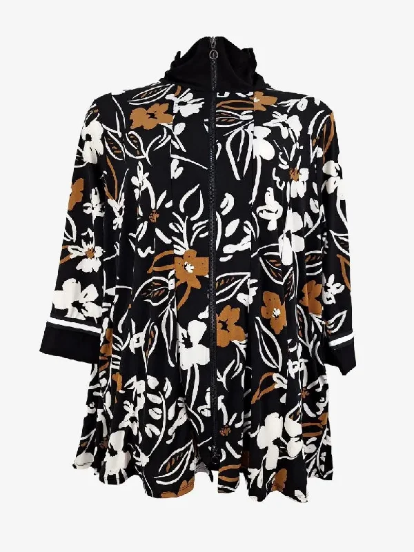 Taking Shape Light Floral High Neck Jacket Size L Nylon Fabric Polyester Fabric Spandex Fabric